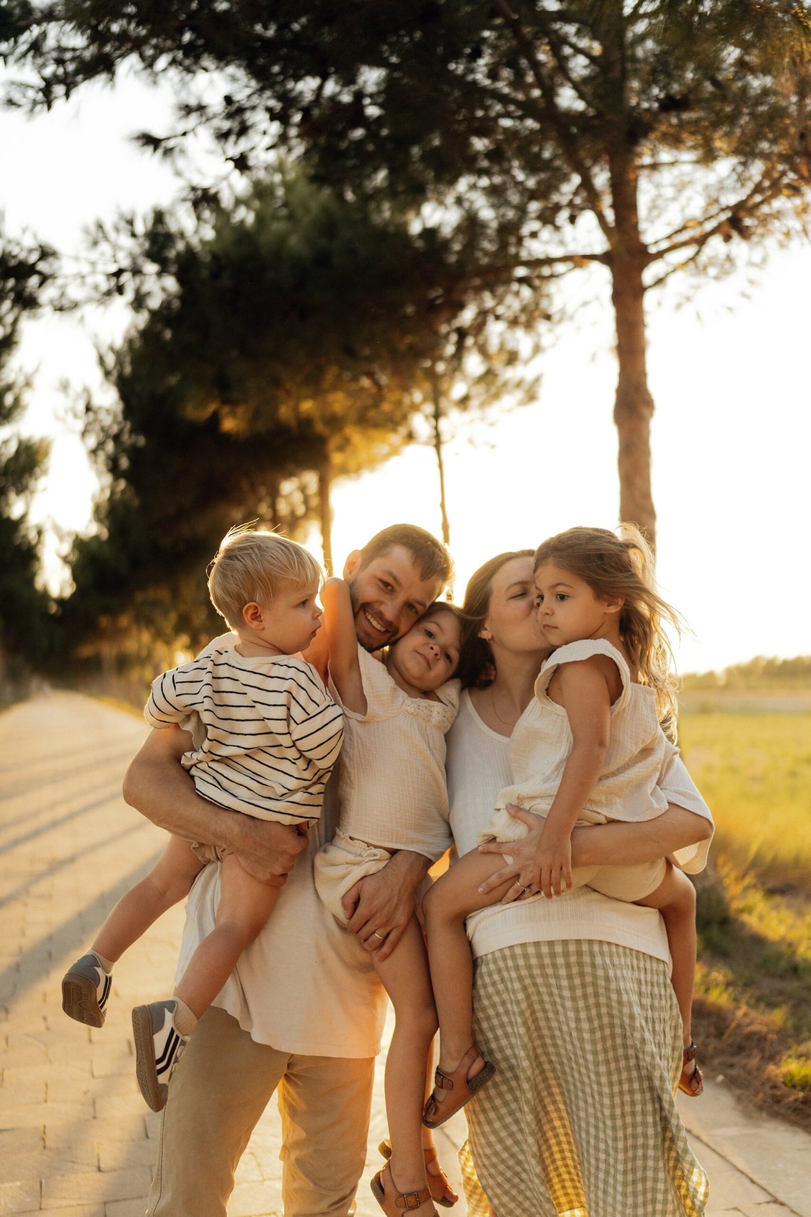 A family together at golden hour